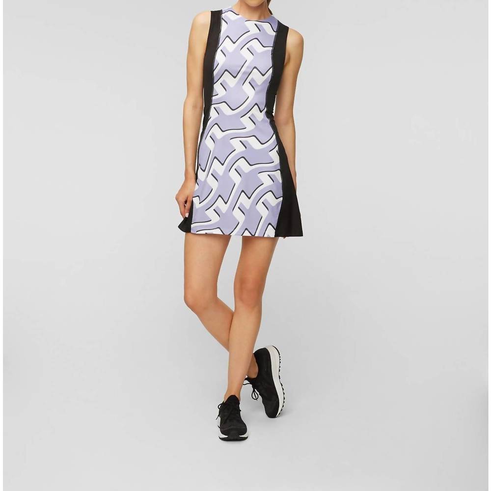 NEW J.LINDEBERG helena print dress in bridge wave swirl lavender